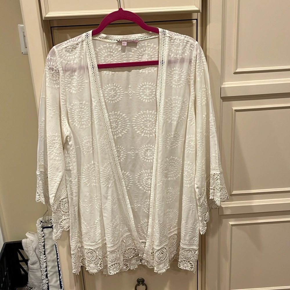 Calypso St Barth cotton cardigan with bell sleeves size large